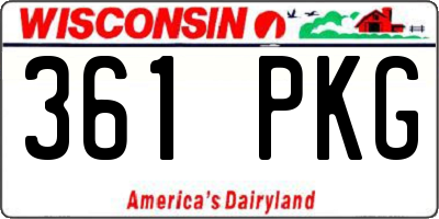 WI license plate 361PKG