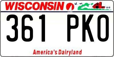 WI license plate 361PKO