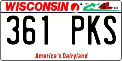 WI license plate 361PKS