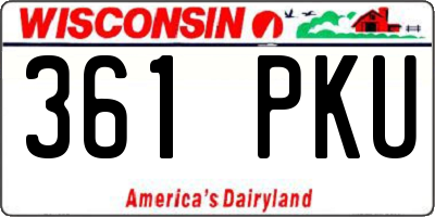 WI license plate 361PKU