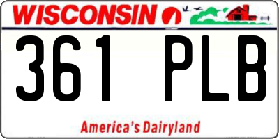 WI license plate 361PLB