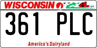 WI license plate 361PLC