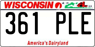 WI license plate 361PLE