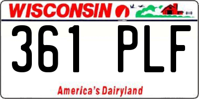 WI license plate 361PLF