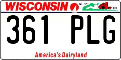 WI license plate 361PLG