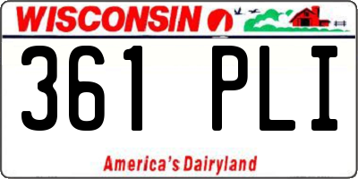 WI license plate 361PLI