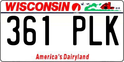 WI license plate 361PLK