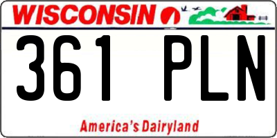 WI license plate 361PLN