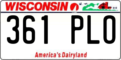 WI license plate 361PLO