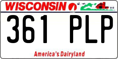 WI license plate 361PLP