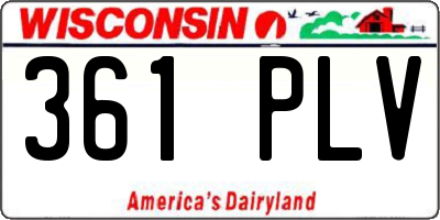 WI license plate 361PLV