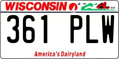 WI license plate 361PLW