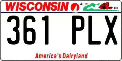 WI license plate 361PLX