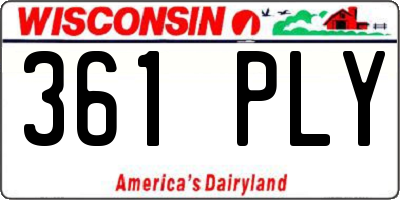 WI license plate 361PLY