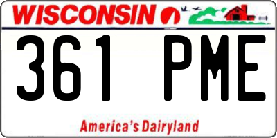 WI license plate 361PME