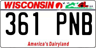 WI license plate 361PNB