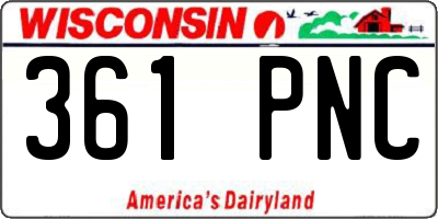 WI license plate 361PNC