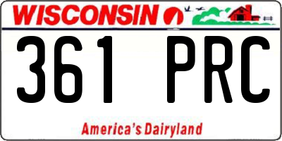 WI license plate 361PRC