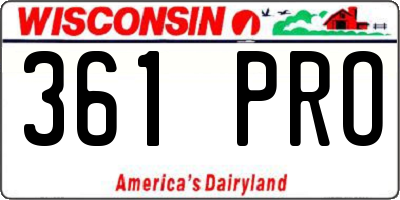 WI license plate 361PRO