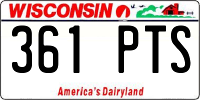 WI license plate 361PTS