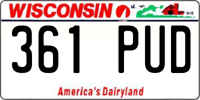 WI license plate 361PUD