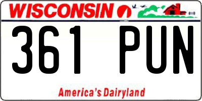 WI license plate 361PUN