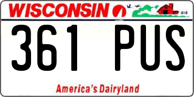 WI license plate 361PUS