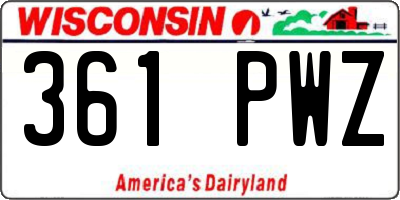 WI license plate 361PWZ