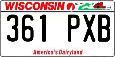 WI license plate 361PXB