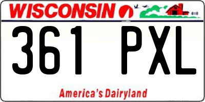 WI license plate 361PXL