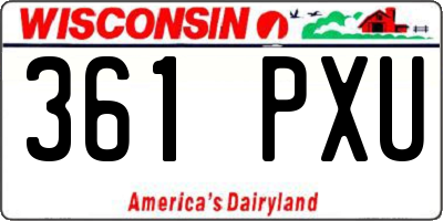 WI license plate 361PXU
