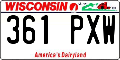 WI license plate 361PXW