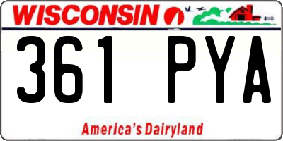 WI license plate 361PYA