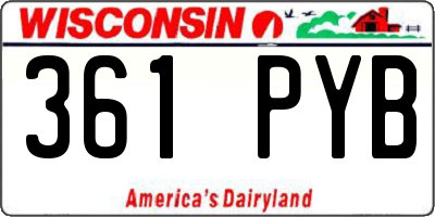 WI license plate 361PYB