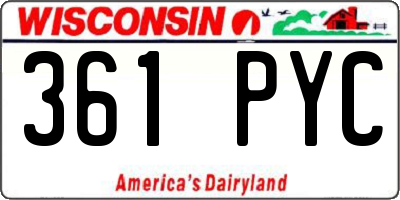 WI license plate 361PYC