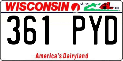 WI license plate 361PYD