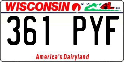 WI license plate 361PYF