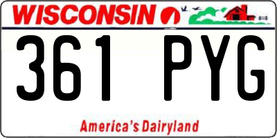 WI license plate 361PYG