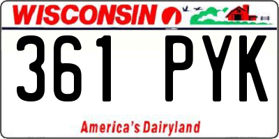WI license plate 361PYK