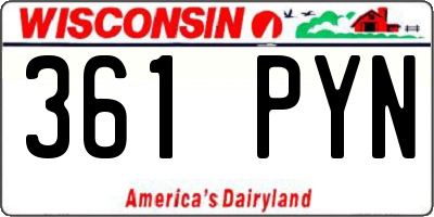 WI license plate 361PYN