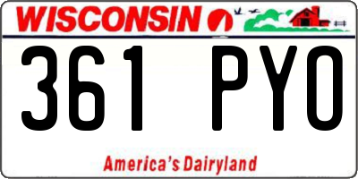 WI license plate 361PYO