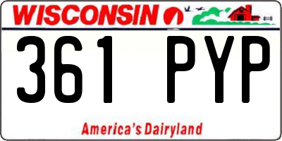 WI license plate 361PYP