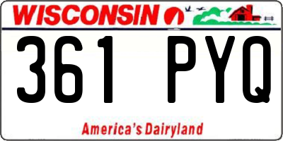 WI license plate 361PYQ