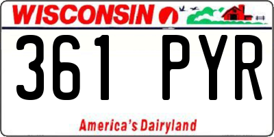 WI license plate 361PYR