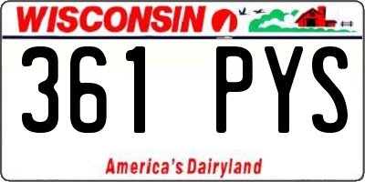 WI license plate 361PYS