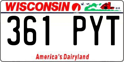 WI license plate 361PYT
