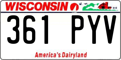 WI license plate 361PYV