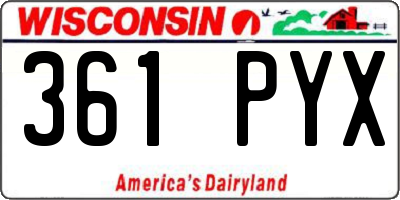 WI license plate 361PYX