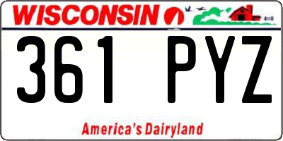 WI license plate 361PYZ