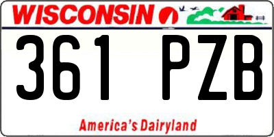 WI license plate 361PZB
